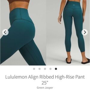 Lululemon Align Ribbed High-Rise Pant 25"
Green Jasper 2022 W5FJTS Nulu Sz 4